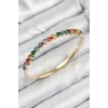 Pirinç Renkli Zirkon Taşlı Kalp Model Gold Renk Kadın Kelepçe