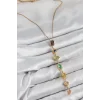 Pirinç Renkli Zirkon Taşlı Model Gold Renk 7 Element Kadın Y Kolye