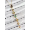 Pirinç Renkli Zirkon Taşlı Model Gold Renk 7 Element Kadın Y Kolye