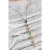 Pirinç Renkli Zirkon Taşlı Model Gold Renk 7 Element Kadın Y Kolye