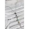 Pirinç Renkli Zirkon Taşlı Model Gümüş Renk 7 Element Kadın Y Kolye