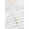 Pirinç Zincir Sarı Gold Renk Zirkon Taşlı Y Kolye