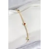 Pirinç Zirkon Taşlı Asorti Model Gold Renk Kadın Bilekilk