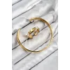Pirinç Zirkon Taşlı Ayrık Model Gold Renk Bileklik Yüzük Set