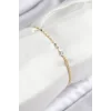 Pirinç Zirkon Taşlı Boncuk Model Ezme Zincir Gold Renk Kadın Bileklik