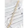Pirinç Zirkon Taşlı Daire Baget Model Gold Renk VIP Seri Kadın Bileklik