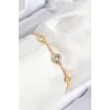 Pirinç Zirkon Taşlı Daire Model Gold Renk Asansörlü Kadın Bileklik
