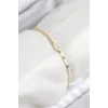 Pirinç Zirkon Taşlı Damla Model Ezme Zincir Gold Renk Kadın Bileklik