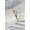 Pirinç Zirkon Taşlı Gold Renk Kadın Bileklik