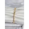 Pirinç Zirkon Taşlı Gold Renk Kadın Bileklik