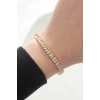 Pirinç Zirkon Taşlı Gold Renk Su Yolu Bileklik