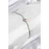 Pirinç Zirkon Taşlı Kalp Model Ezme Zincir Gümüş Renk Kadın Bileklik