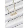 Pirinç Zirkon Taşlı Messika Model Ezme Zincir Gold Renk Kadın Kolye