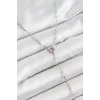 Pirinç Zirkon Taşlı Pembe Kalp Figürlü Y Model Gümüş Renk Kadın Kolye