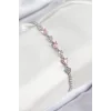 Pirinç Zirkon Taşlı Pembe Kalp Model Gümüş Renk Kadın Bileklik