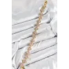 Pirinç Zirkon Taşlı Pembe Yonca Baget Model Gold Renk VIP Seri Kadın Bileklik
