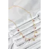 Pirinç Zirkon Taşlı Sallantılı Damla Model Gold Renk Kadın Kolye
