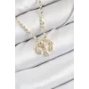 Pirinç Zirkon Taşlı Sallantılı Göz Model Ezme Zincir Gold Renk Kadın Kolye