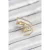 Pirinç Zirkon Taşlı Sıkıştırma Sağ Kıkırdak Gold Renk Kadın Küpe