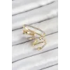 Pirinç Zirkon Taşlı Sıkıştırma Sağ Kıkırdak Gold Renk Kadın Küpe