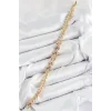 Pirinç Zirkon Taşlı Sıralı Ok Model Gold Renk Kadın Bileklik