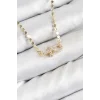 Pirinç Zirkon Taşlı Tifany Model Ezme Zincir Gold Renk Kadın Kolye