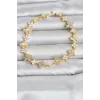 Pirinç Zirkon Taşlı ve Mineli Yonca Model Gold Renk Kadın Bileklik