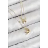 Pirinç Zirkon Taşlı Yıldız Ve Ay Model Gold Renk Kadın Kolye