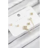 Pirinç Zirkon Taşlı Yonca Model Gold Renk 925 Ayar Gümüş Çivi Kadın Küpe Set