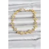 Pirinç Zirkon Taşlı Yonca Model Gold Renk Kadın Bileklik
