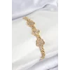 Pirinç Zirkon Taşlı Yonca Model Gold Renk Kadın Bileklik
