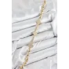 Pirinç Zirkon Taşlı Yonca Model Gold Renk Kadın Bileklik