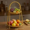 Plastik Rattan İki Katlı Sunumluk–Dekoratif Organizer, Mutfak Meyve,Sebze Sepeti, Banyo Düzenleyici Raf,Masaüstü Çok Amaçlı Sunum Standı (5047)