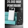 Powerbank 20.000 Mah Dijital Göstergeli LCD Ekran Uzun Pil Ömrü