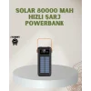 Powerbank Solar Fenerli Çoklu Kablolu Taşınabilir Şarj Aleti