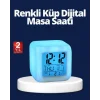 Renk Değiştiren LED Alarmlı Dijital Küp Masa Saati