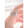 Renkli Zirkon Taşlı Silver Renk Ayarlanabilir Yüzük