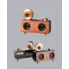 Retro Gramafon Bluetooth Hoparlör Çift Stereo Sesli FM Radyo Destekli