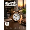 Retro Tarz Bronz Dekoratif Masa Saati Metal Gövde Yüksek Sesli Alarm