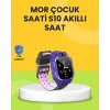S10 Akıllı Çocuk Saati Mor Tasarım Adımsayar ve Alarm Fonksiyonlu