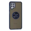 Samsung Galaxy A22 Kılıf Montreal Yüzüklü Silikon Kapak - Lacivert