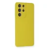 Samsung Galaxy S21 Ultra Kılıf Nano İçi Kadife Silikon - Sarı