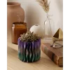 Sanatsal Dalga Desenli Mor 3D Baskı Dekoratif Vazo Ev Dekorasyonu
