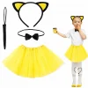 Sarı Renk Etekli Kedi Kostüm Seti (Tütü, Taç, Papyon, Kuyruk) (5047)