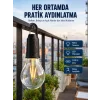 Şarjlı Dekoratif Kamp Lambası Askılı Ampul Led Işık Type-C Girişli