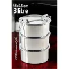 Sefer Tası Yemek Kabı Paslanmaz Çelik 3 Katlı 14 Cm 3 Litre 721366