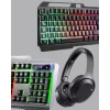 Set Işıklı Klavye Mouse + Bluetooth 5.2 Kulaklık Oyuncu Paketi