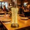 Silindirik Kristal Çizgi Model LED Masa Lambası – Gold Tabanlı, Dokunmatik, 3 Renk Işık Modlu, Şarjlı Modern Dekoratif Gece Lambası
