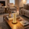Silindirik Kristal Nokta Model LED Masa Lambası – Gold Tabanlı, Dokunmatik, 3 Renk Işık Modlu, Şarjlı Modern Dekoratif Gece Lambası