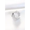 Silver Renk Tırtıklı Kalın Baget Taş Tasarım Ayarlanabilir Yüzük
